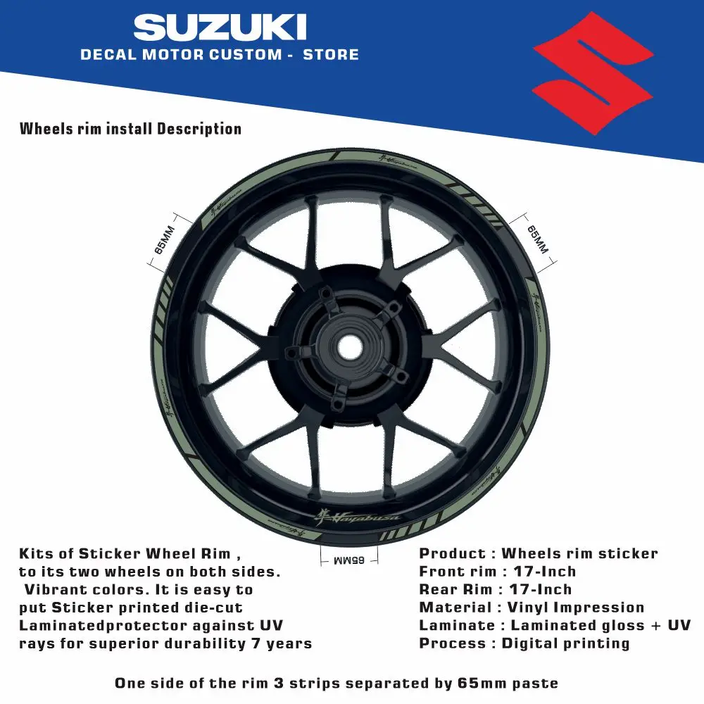 สติ๊กเกอร์ติดขอบล้อรถมอเตอร์ไซค์ ลายสะท้อนแสง โลโก้ยาง ชุดอุปกรณ์ตกแต่งรถมอเตอร์ไซค์ สำหรับ SUZUKI hayabusa 1999-2025