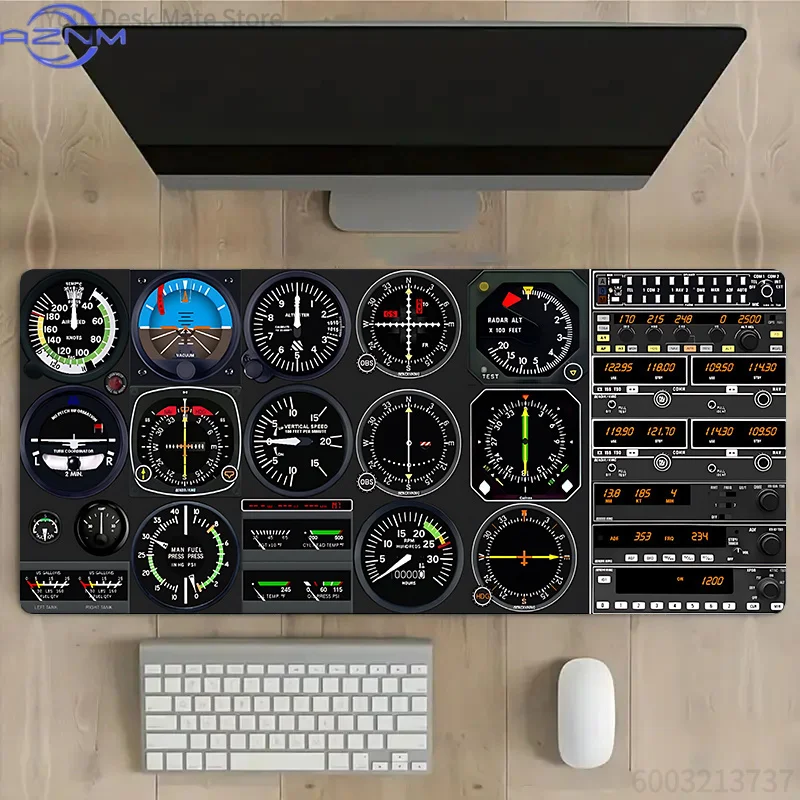 Aircraft Cockpit Instrument Panel Mousepad,Waterproof Non‑Slip Aviation Themed Mousepad Simulation Gaming Office Desk Accessory