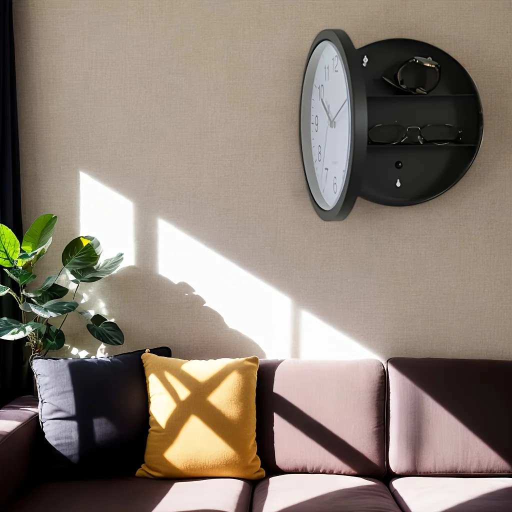 Creative retro wall clock hidden storage safe, jewelry cash decoration organizer, living room home decoration timepiece