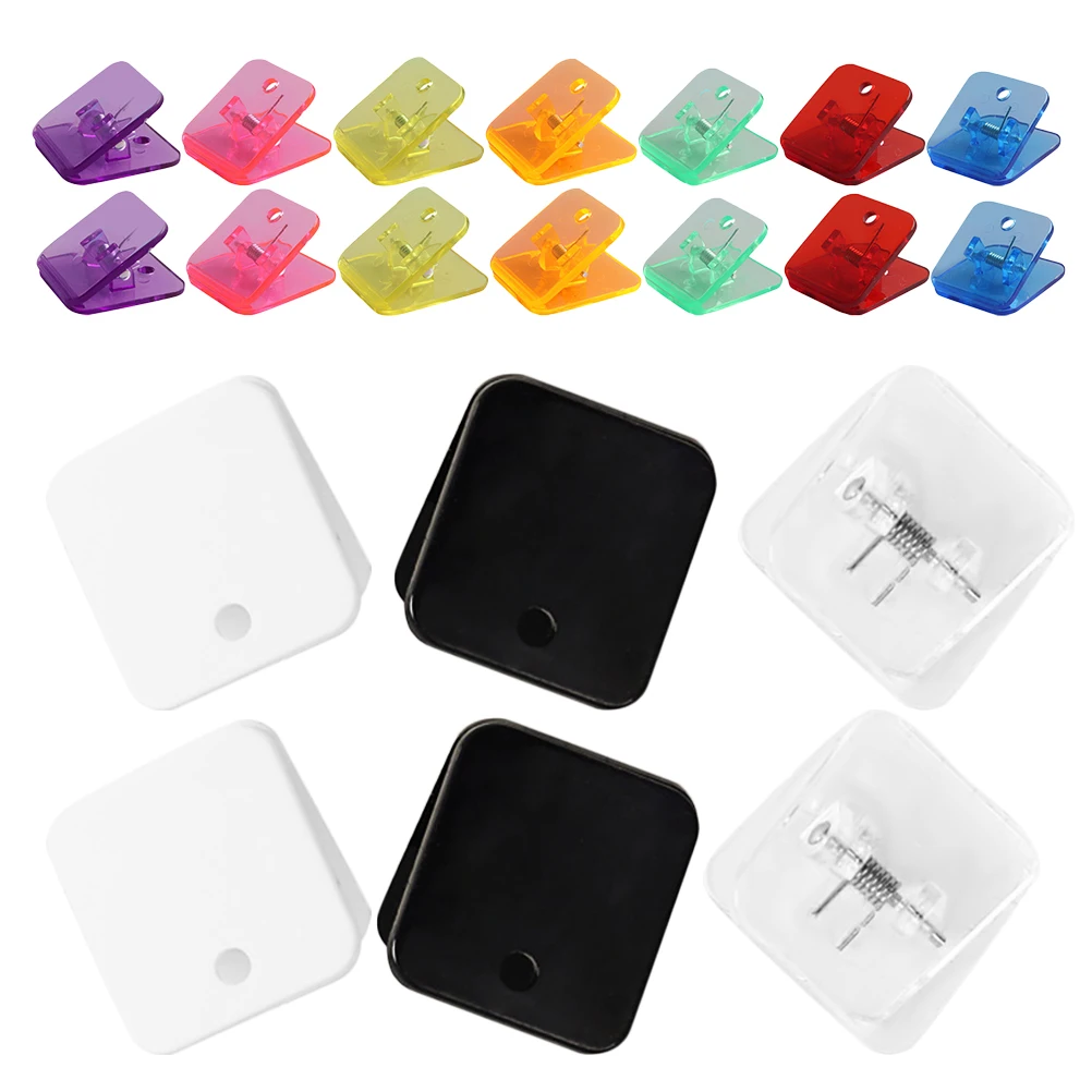 

20pcs Multifunctional Binder Clips Square Large Plastic Office Desk Supplies Compact File Organizer Paper Medium