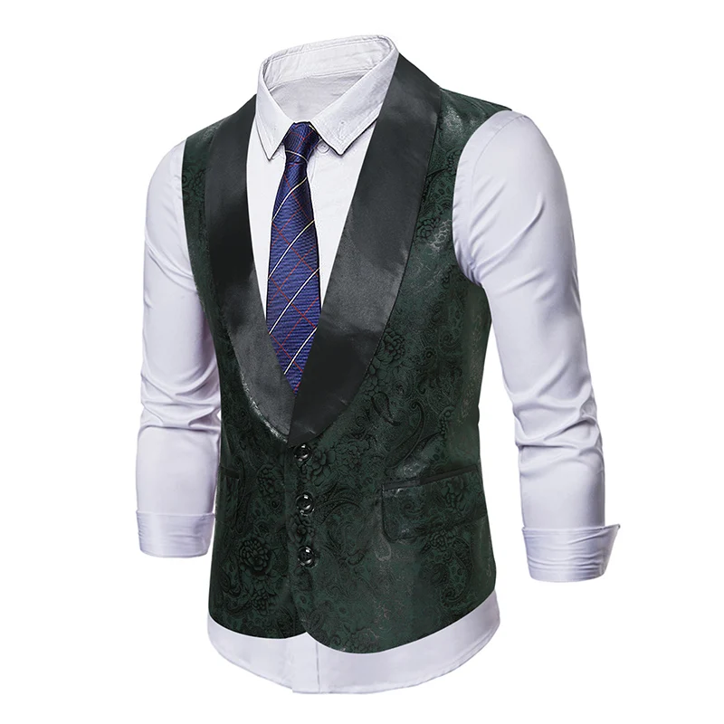 Chalecos Hombre Tendencia 2024 Mens Suit Vest Waistcoat Vinatge Paisley Print Gilet Costume Homme Formal Slim Sleeveless Jacket