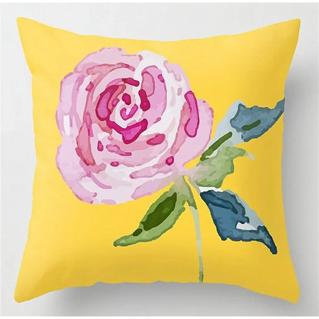 

Modern minimalist yellow flower whale line leaf character pillow sleeve bedroom living room sofa car cushion pillow cases