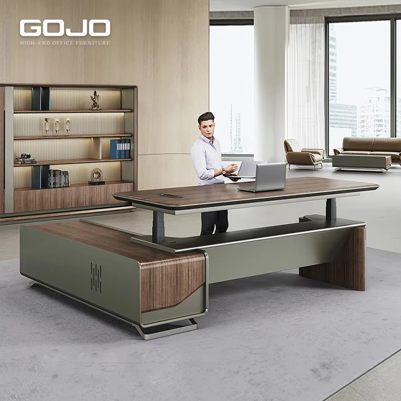 Premium Height Adjustable Executive Desk Sit Stand Up Electric Lifting Dual Motor Smart Office Computer Boss Table For Office