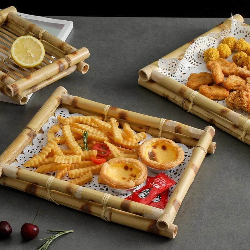 Thai Restaurant Supplies, Bamboo Woven Trays, Japanese Cuisine Sets, Service Plates, Creative Snacks, Fried Food, Dessert Plates