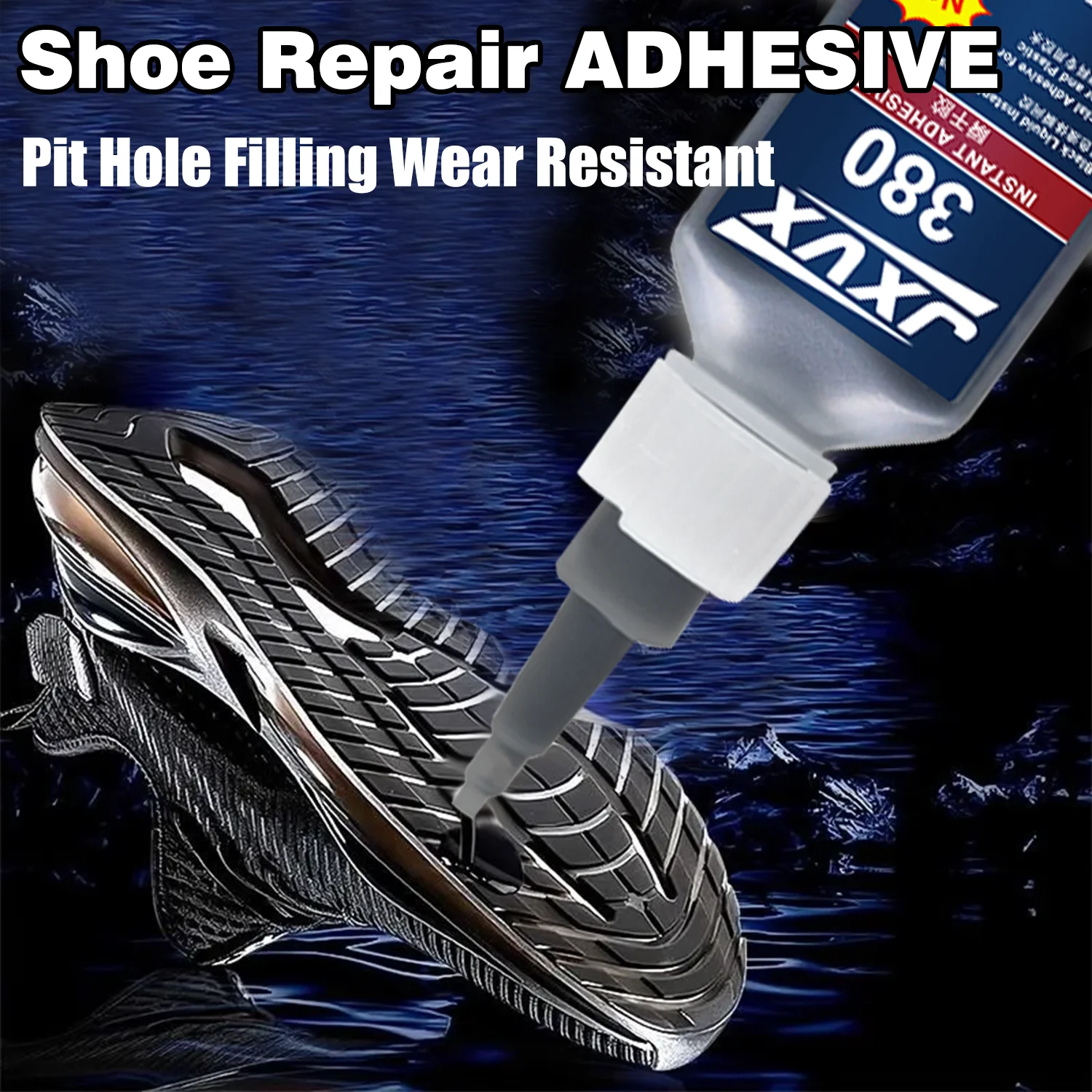 380 Universal Super Shoe Glue Waterproof Strong Shoe-Repairing Adhesive Professional Sneakers Boot Repair Tool Sealers Black Repair Paste for Rubber Materials.