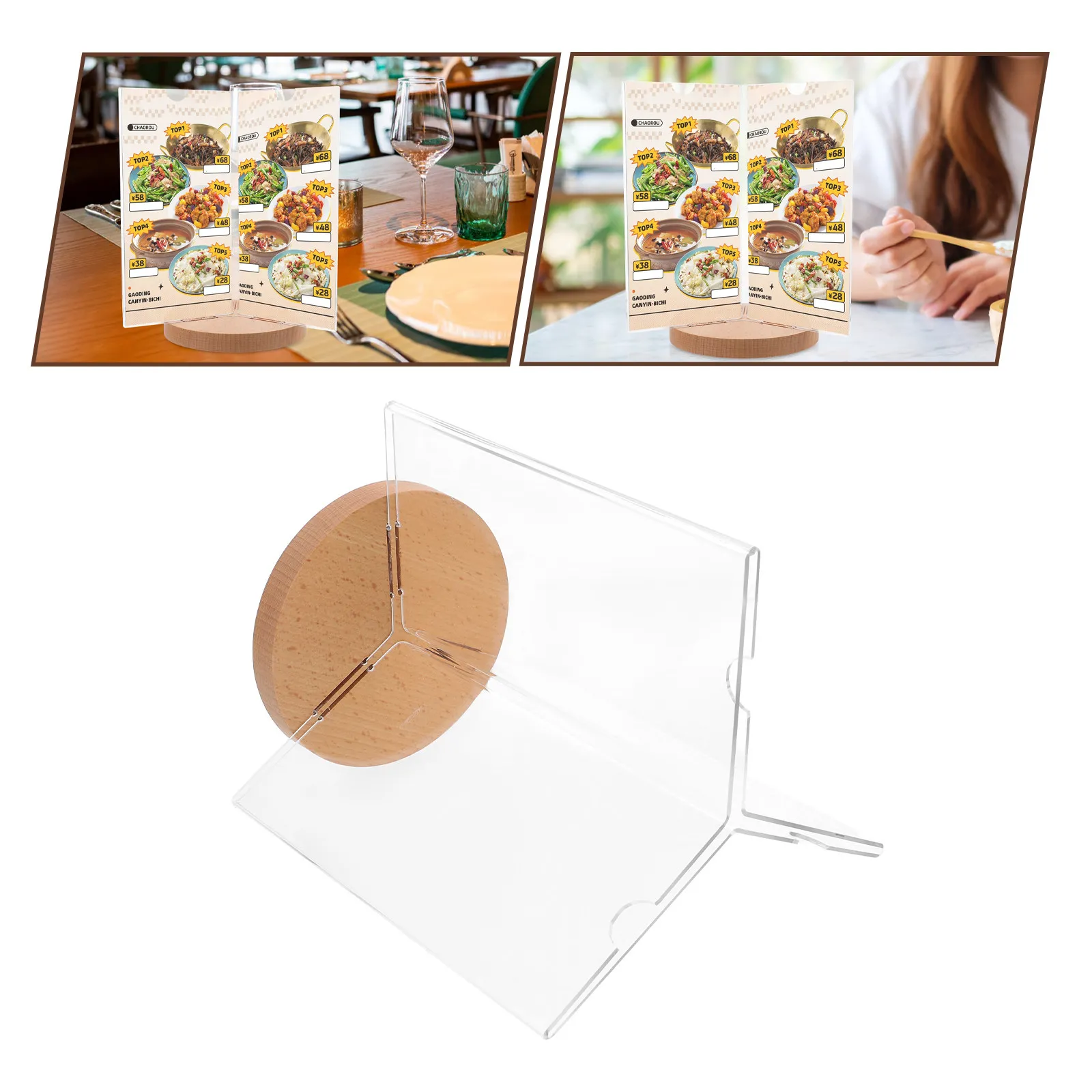 

1pc 6-Side Rotating Menu Stand Transparent Acrylic Desktop Display Holder For Restaurants Trade Shows Vertical Sign Stand