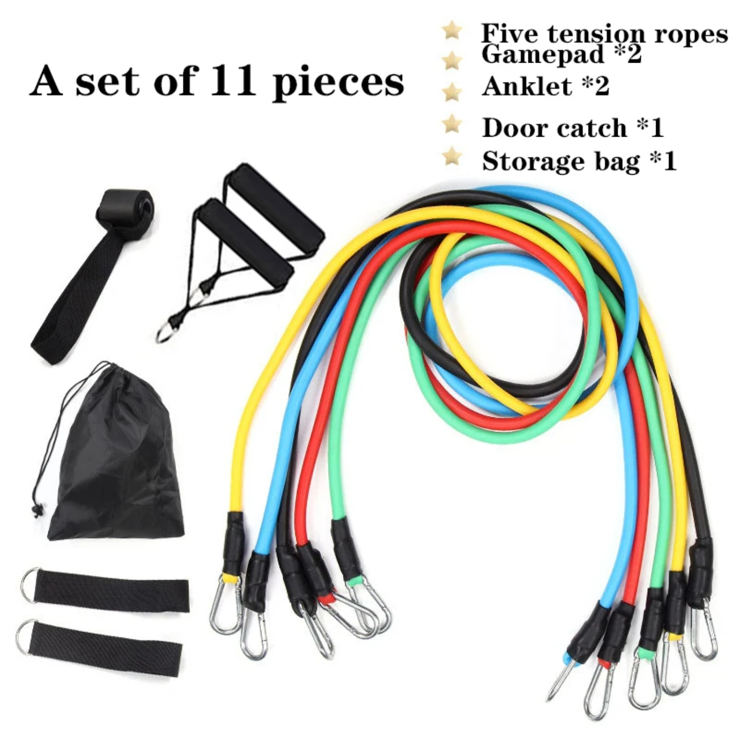 11-Piece Set Resistance BandsTensioner Pull Rope Fitness Multi- Tensioner Suit Muscle Training Belt Elastic Sleeve Bands