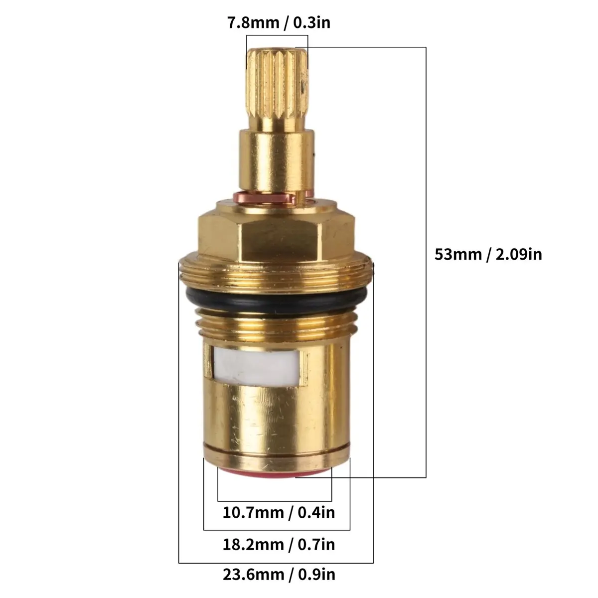 DT19 2 Piece Brass Faucet Cartridge Replacement, G1/2 Inch Stem Disc Valve, Faucet Parts for Bathroom Kitchen Sink, Gold