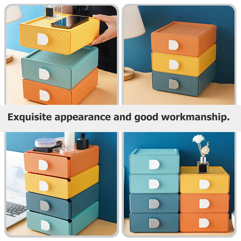 3 Pcs Drawer Storage Box Desk Organize Organizer Office Case Household Makeup Plastic Versatile