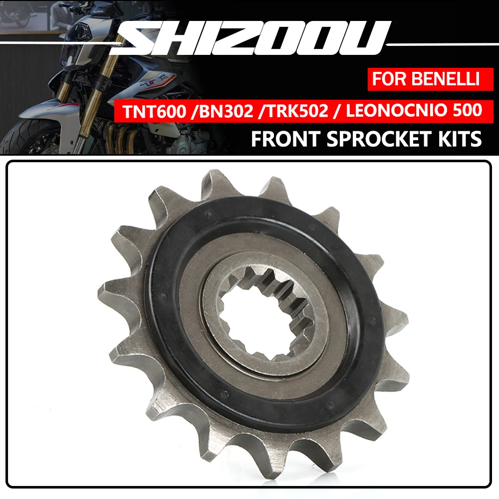 Piñón Silencioso de 15T para Keeway RK6, Benelli BN600, TNT600, BN302, TNT302, TNT300, 302S, 502C, TRK502, TRK502X, Leoncino 500, 302R