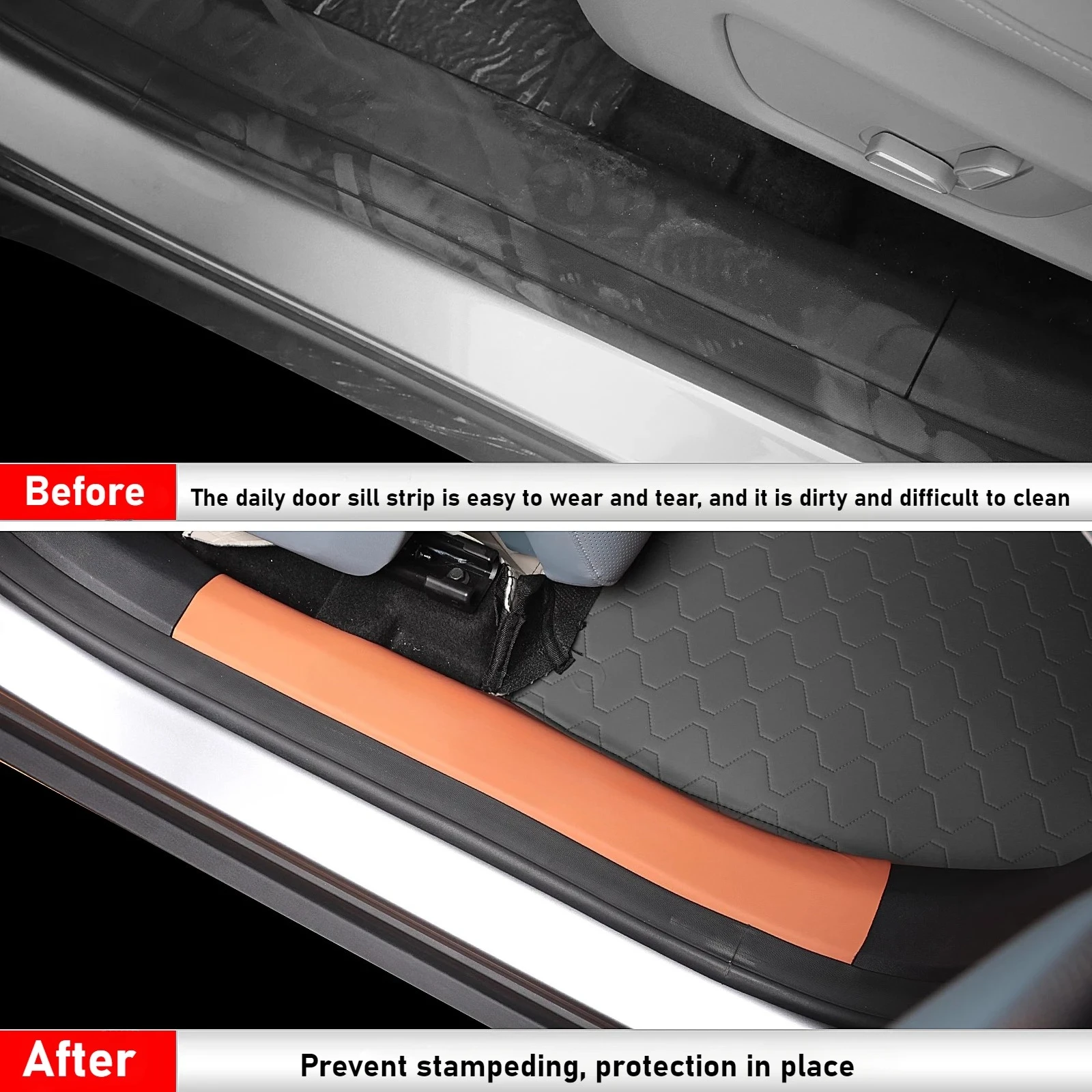 For DEEPAL S05 Car Leather Door Sill Protector Anti-Kick Pad Guard Welcome Step Plate Trim Protective Stickers Accessories detail image 3
