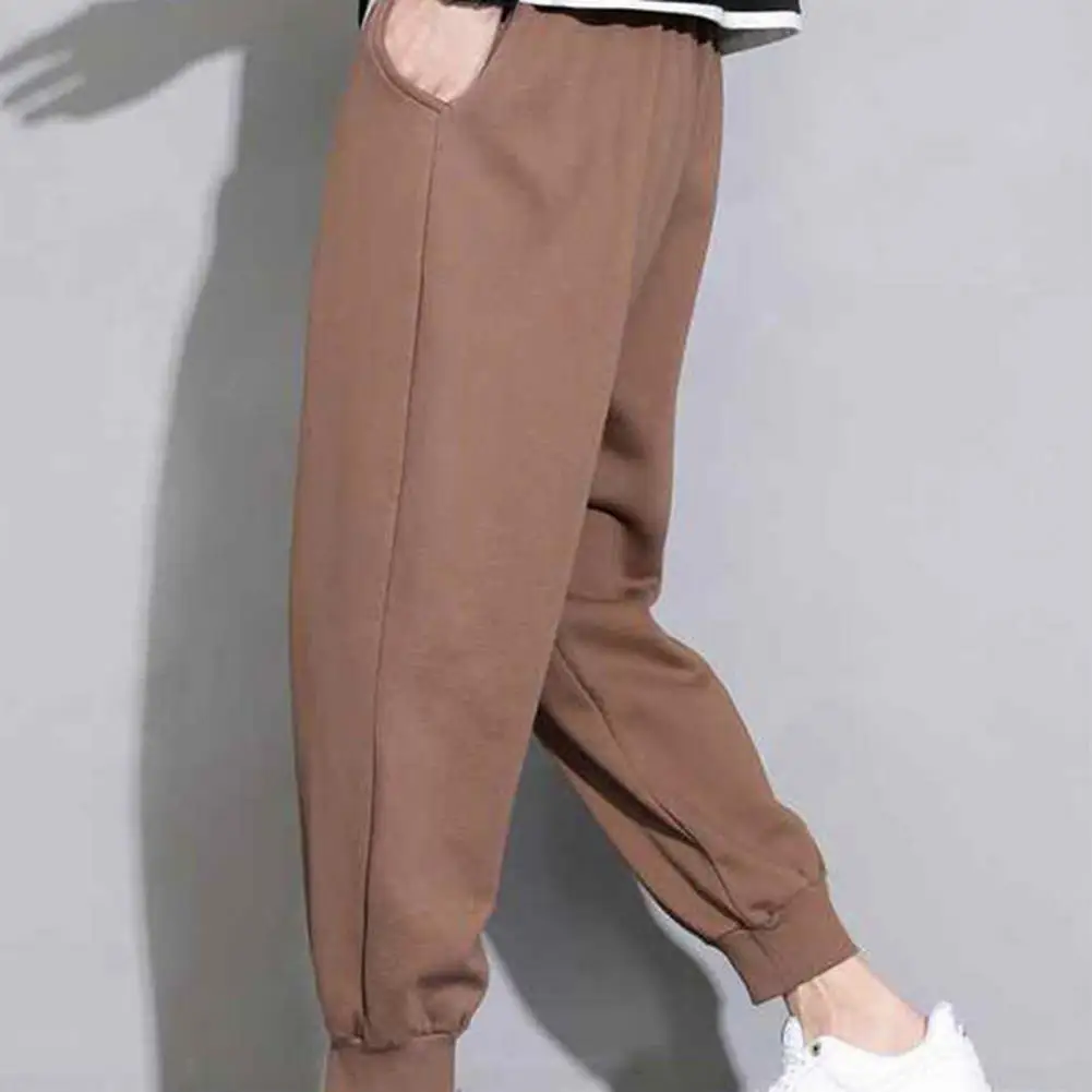 Men Solid Color Pants Men's Drawstring Elastic Waist Sweatpants with Pockets Loose Straight Fit Sport Trousers for Daily Wear