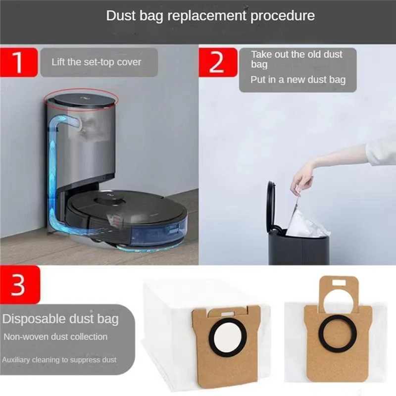 XFDE 8PCS Dust Bag for Xiaomi Robot Vacuum X10+, Mijia Omni 1S, B101CN / Dreame Bot S10 S20 Pro, X10 L10 L10S Ultra Vacuum