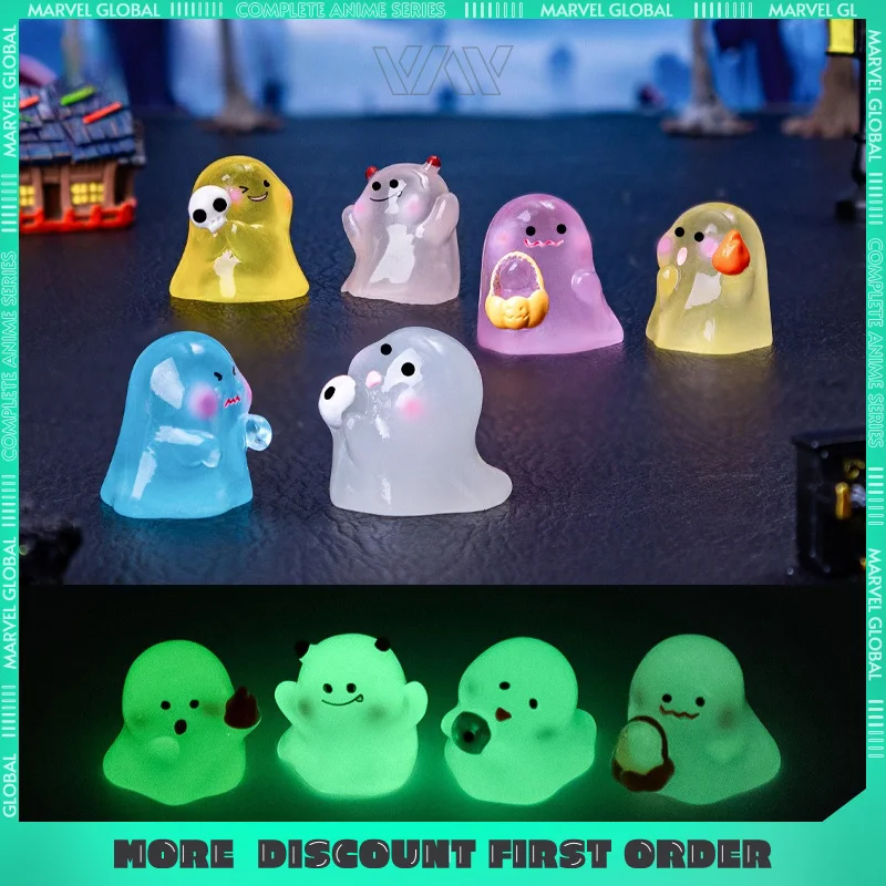 

Миниатюрная светящаяся в темноте фигурка призрака на Хэллоуин, сделай сам, декоративная глухая коробка, аксессуар, украшения для настольного дисплея, подарочные игрушки для фанатов