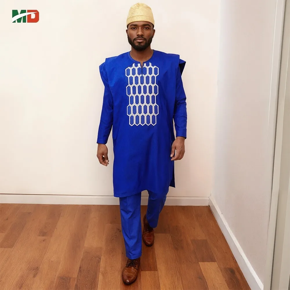 MD فستان الحفلات الأفريقية للزوجين عباية مطرزة 3 قطع ثوب للنساء مطابقة ملابس للرجال الزي مساء الزفاف حفلة موسيقية #6