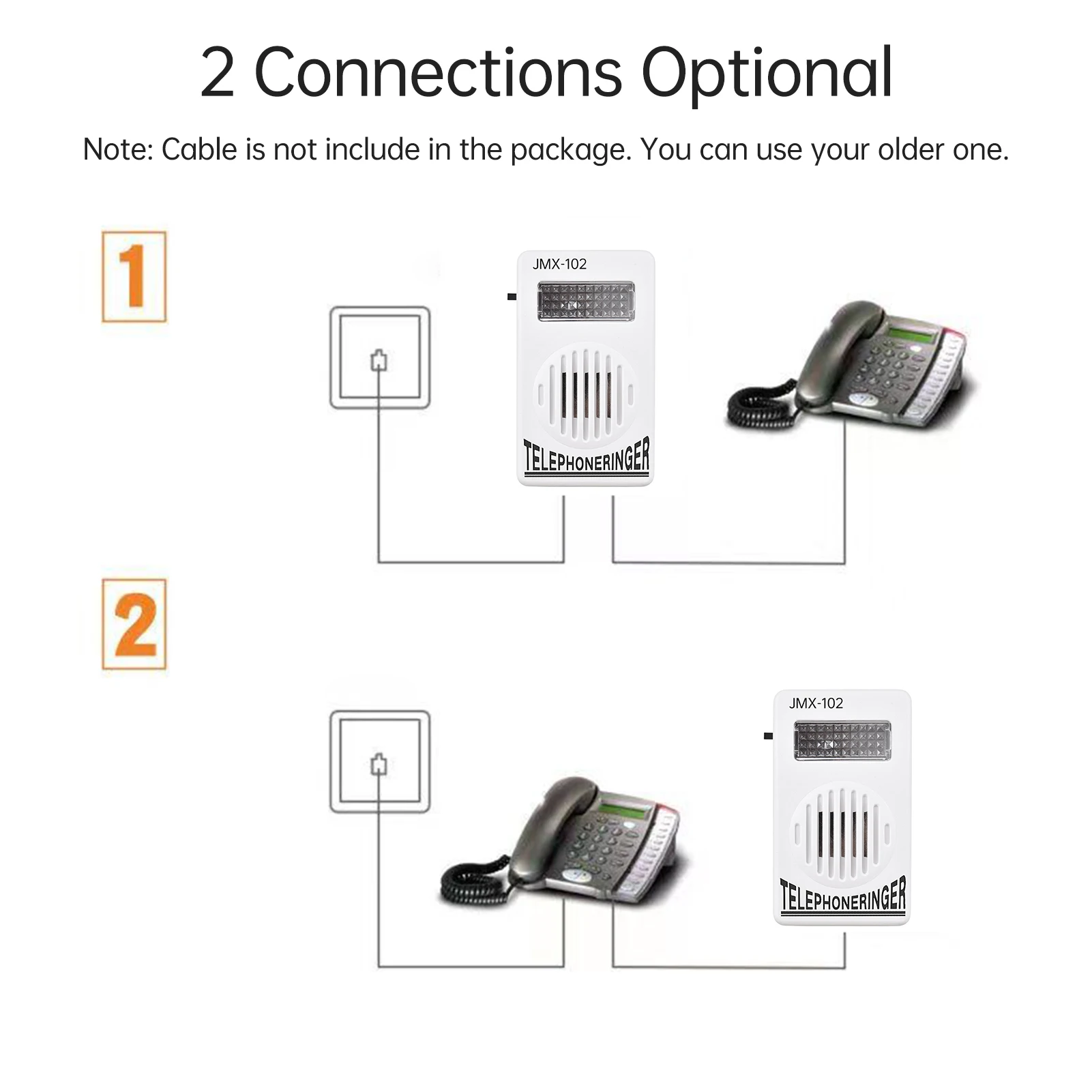 AMPLIFICADOR DE TELÉFONO con sonido Extra fuerte, luz estroboscópica intermitente, timbre de teléfono fuerte, amplificador de 70dB