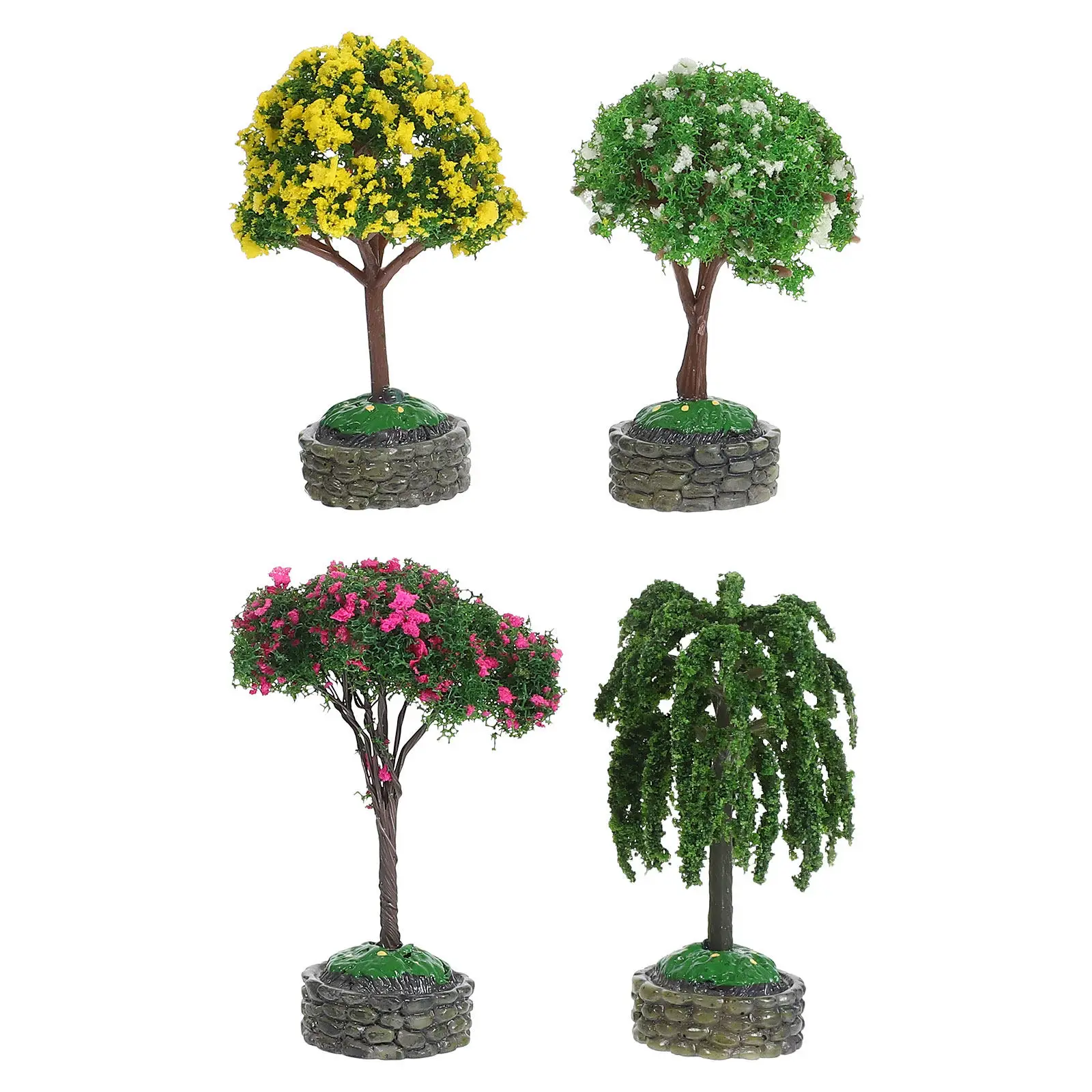 

4Pcs Miniature Garden Trees Micro Landscape Accessories Realistic Small Decorations DIY Scenery for Train Landscaping Projects