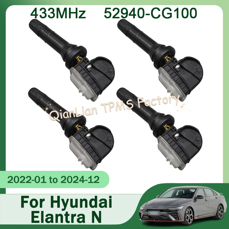 1/4 stücke 52940-CG100 Reifen Sensor Für Hyundai Elantra N Genesis G70 GV60 loniq 6 Staria 433 MHz TPMS Reifendruck Monitor system