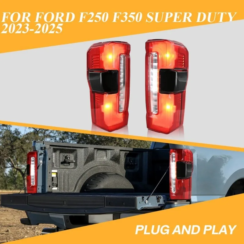 For 2023-25 Ford F250 F350 Super Duty Pair Tail Light Assembly LED With Blind Spot Monitor Replacement Left + Right Side Lights