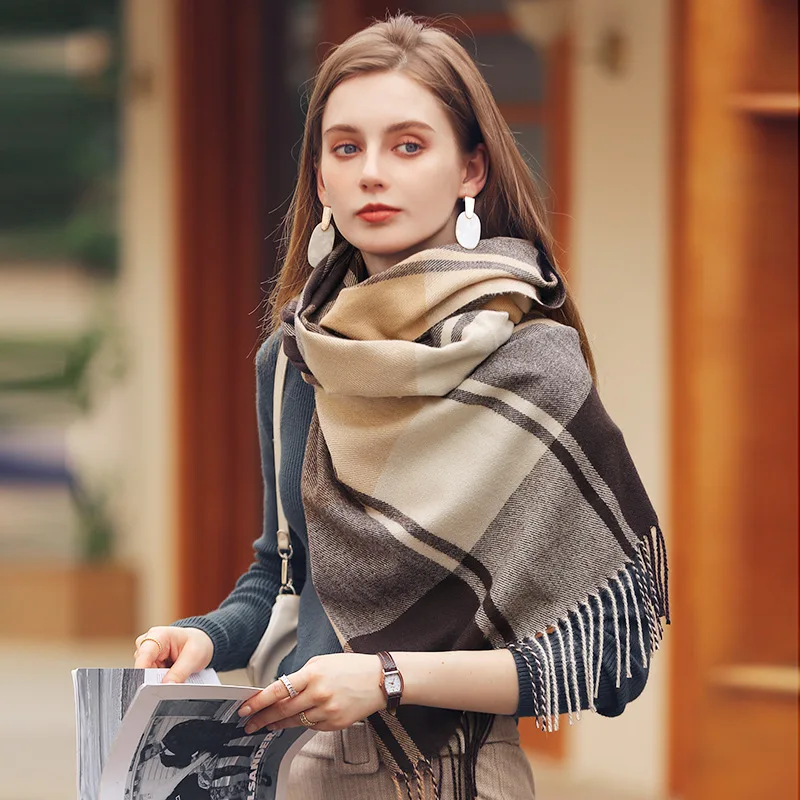 65X180cm Women Plaid Imitation Cashmere Scarf Fashion Casual Couple Winter Warm Scarves Men Ladies Business Unisex Muffler