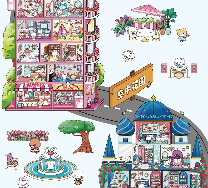 My Mini Town series 3D Sticker Set for Kids Scrapbooking DIY Christmas and New Year Landscape Stickers stress relief Toys