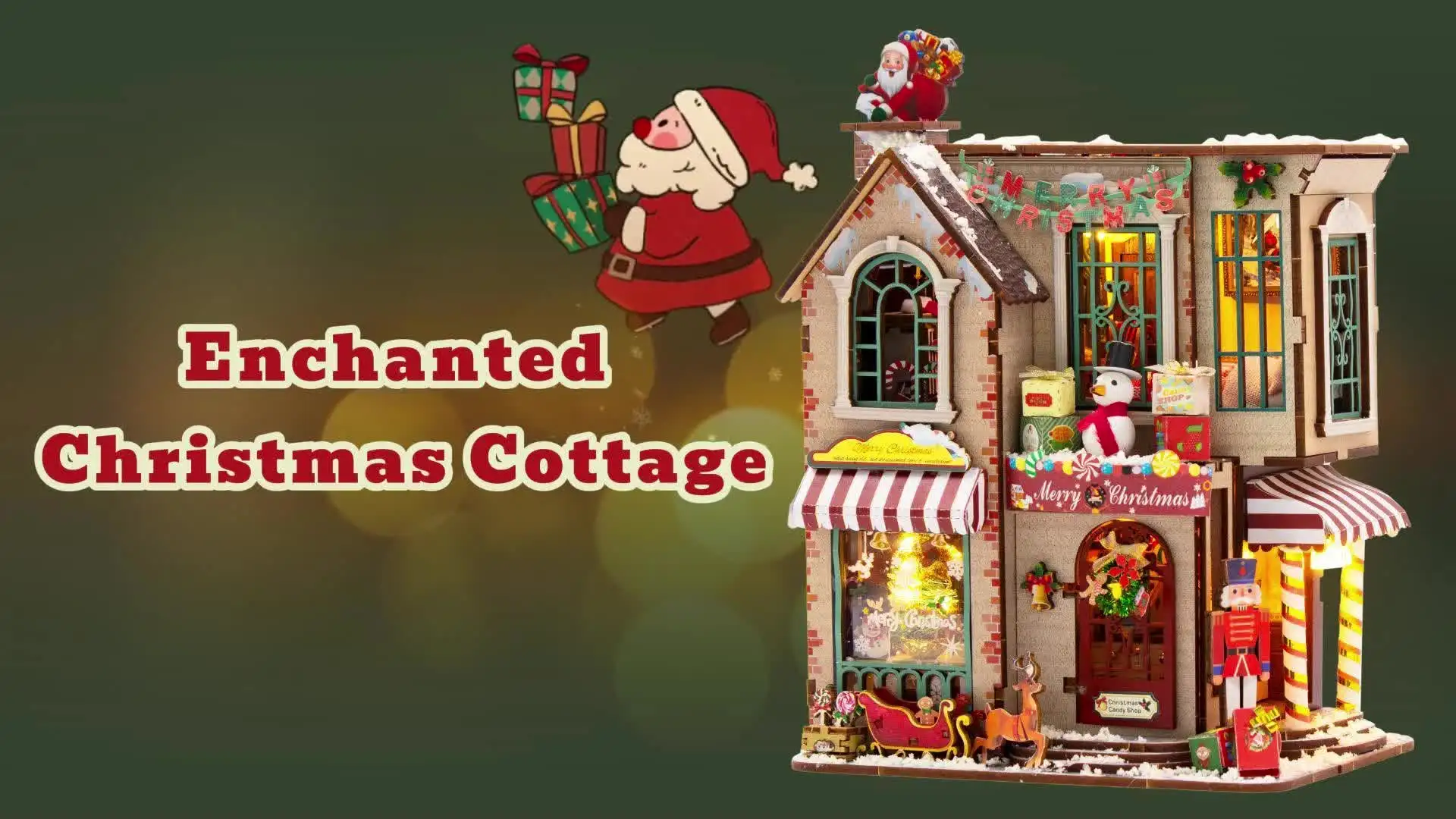 DIY Wooden Miniature Model Kits Enchanted Christmas Cottage