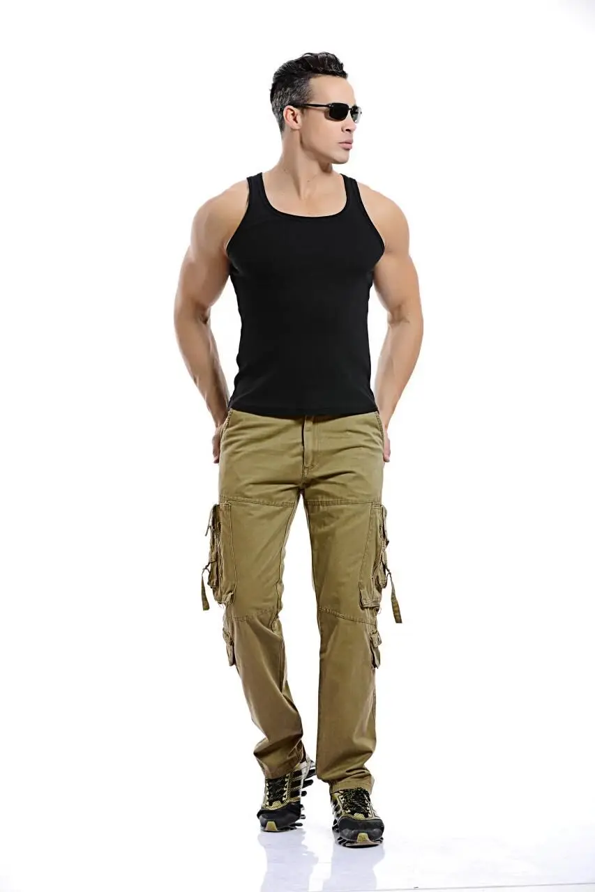 Tactical pants men Multi-pocket washed overalls men loose cotton pants male cargo pants for men trousers,size 28-42