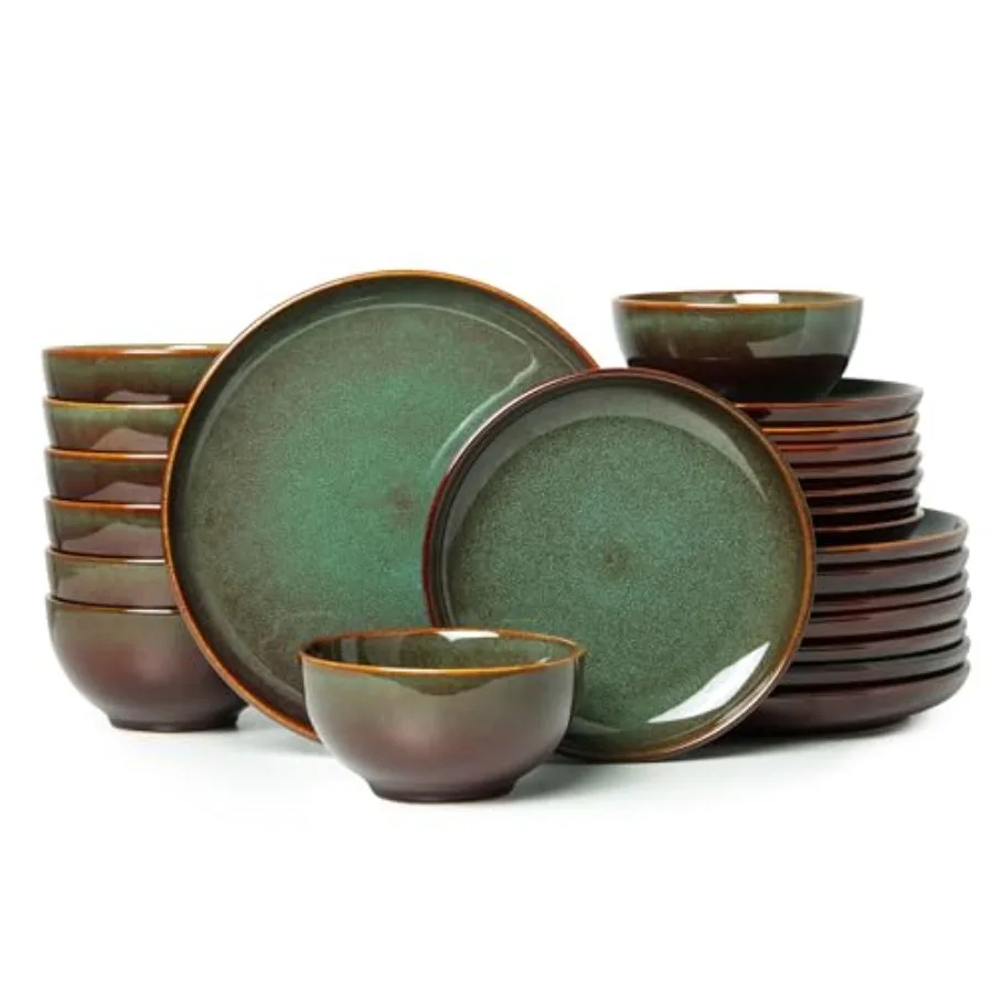 

24 Pcs Dinnerware Sets for 8, Modern Stoneware Plates and Bowls Setst, Perfect for Family Gatherings and Holiday Celebrations,
