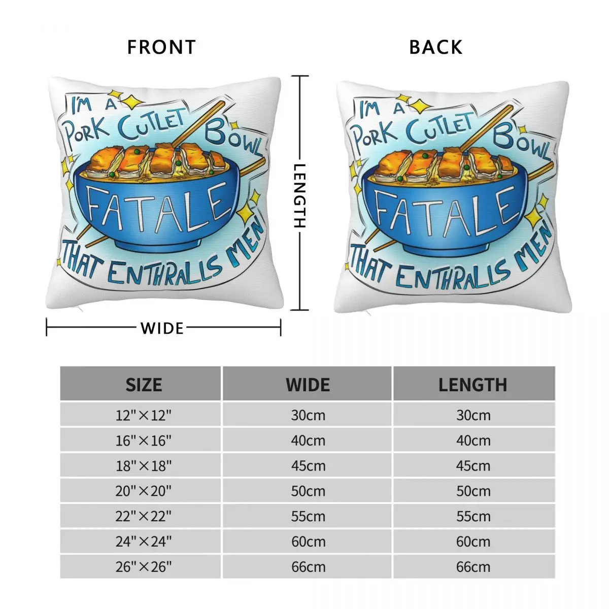 Pork Cutlet Bowl Fatale Square Pillowcase Polyester Linen Velvet Printed Zip Decorative Throw Pillow Case Car Cushion Cover