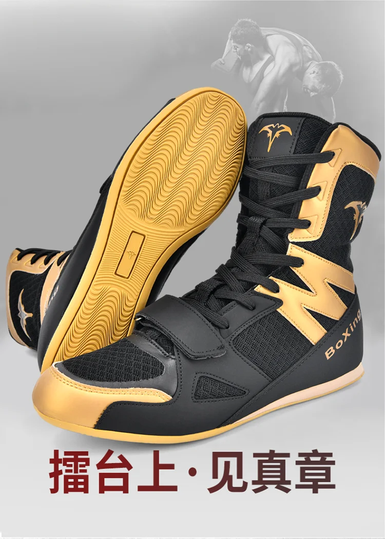 Men's Wrestling Shoes Children's Fitness Professional Training Fighting Shoes Fighting Boots Boxing Shoes Rubber Sneakers