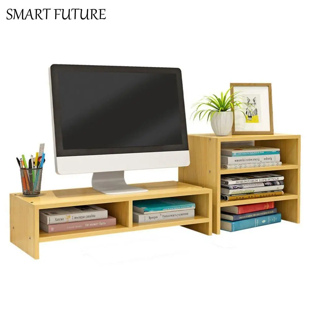 

Stable Base Wood Desktop Computer Stand Eyesight Protection Easy Assemble Elevated Computer Holder Large Load Bearing