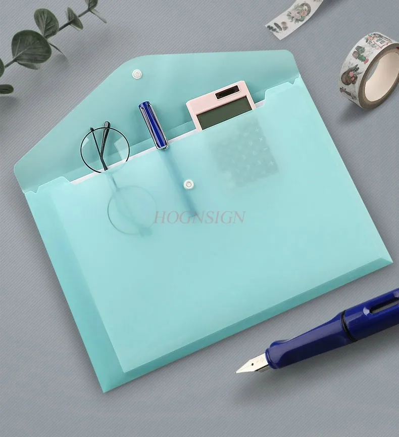 

10PCS A4 file bag, Morandi colored plastic buckle, thickened large capacity archive bag, transparent office supplies