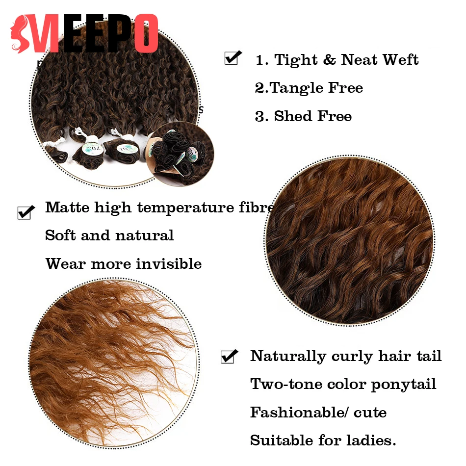 Meepo Curly Hair Extensions in Packs Synthetic Bundles Brown Natural Curls 28-32Inch Super Long Weaving HairTress 9Pcs Full Head