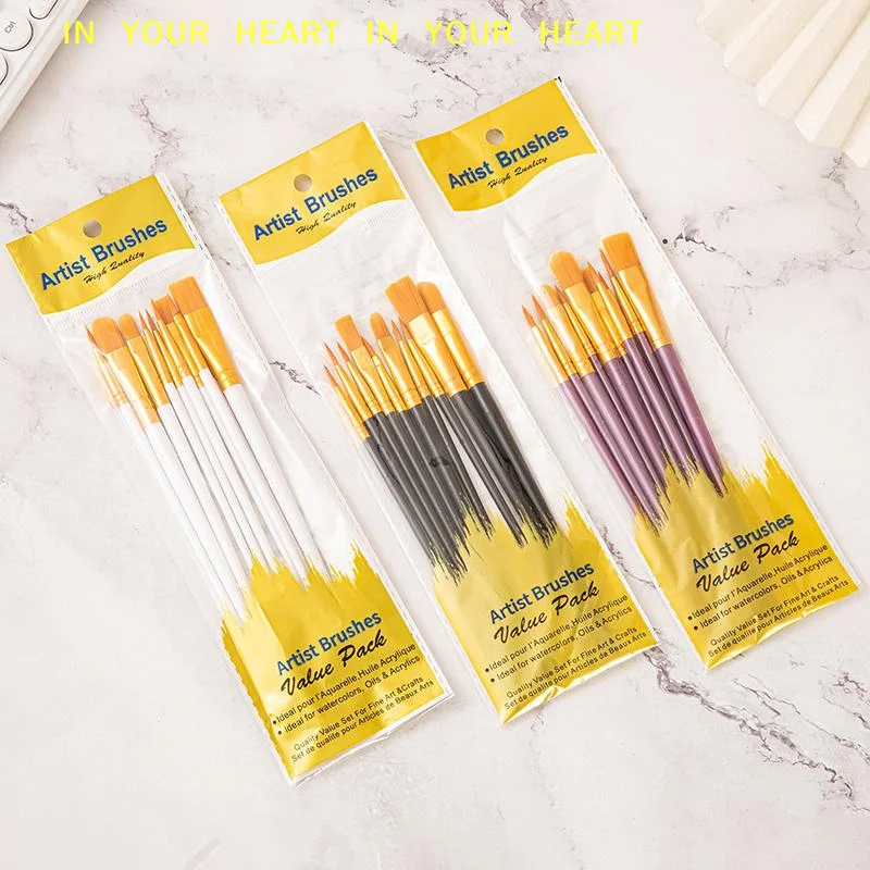 【X】Watercolor Brush Plastic Rod Set Multipurpose Painting Brushes Fine Point for Gouache Oil Acrylic Art Students Home Studio