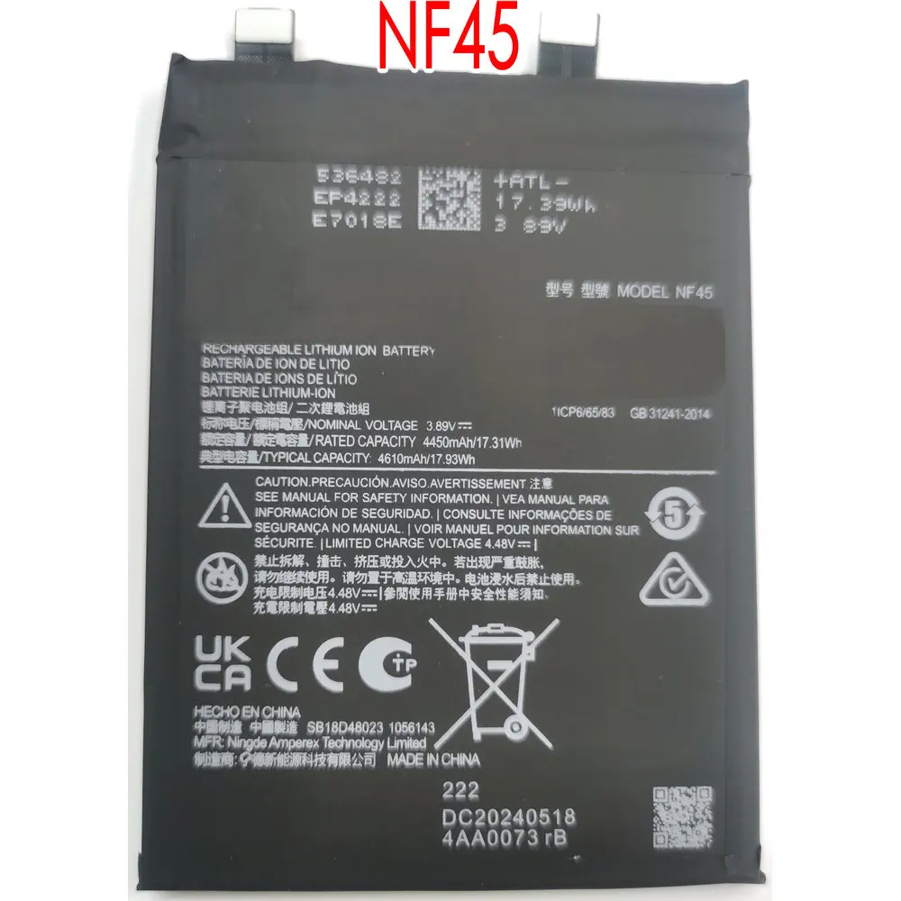 

New Replacement Battery NF45 For Motorola Moto X30 Pro XT2241-1 Edge 30 Ultra XT2241-2 Mobile Phone 1ICP6/65/83