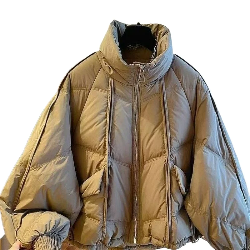 Niche de mode ample décontracté col montant vers le bas vêtements en coton femmes automne et hiver nouveaux vêtements rembourrés de coton veste marée