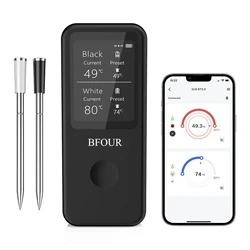 Wireless Meat Thermometer Bluetooth Magnetic IP67 Waterproof Dual Probes for Household Kitchen BBQ Cooking Grilling Thermometer