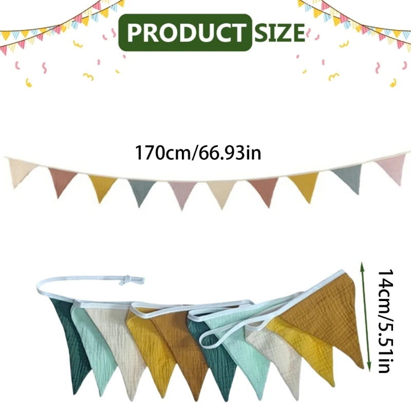 Baby Room Decoration Triangular Bunting Flags Breathable Cotton Pennant Chain DXAF