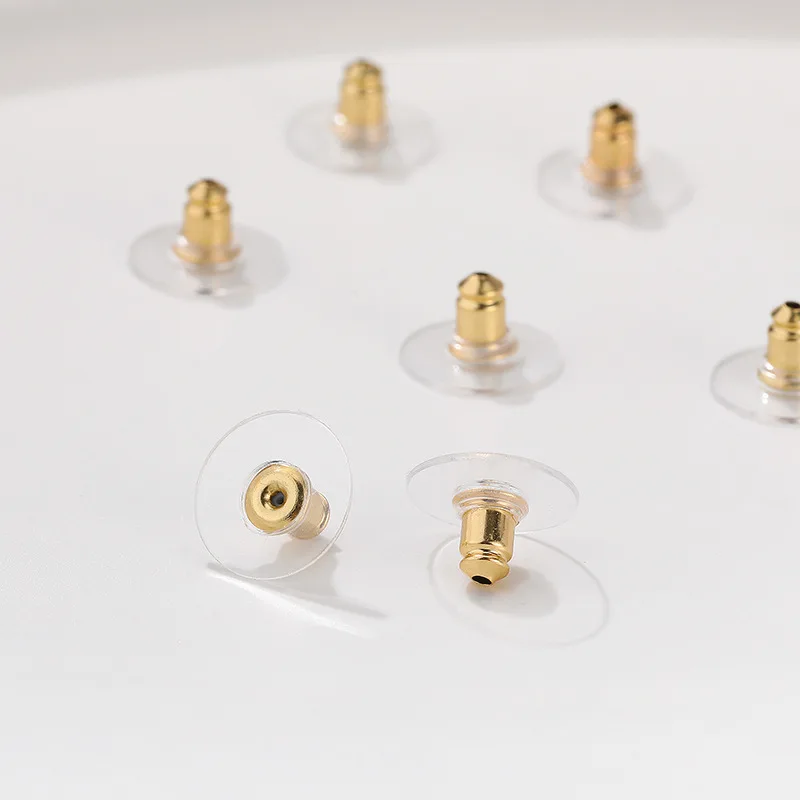 (4108)100PCS 11MM Gold Color Siver Color Iron+Plastic Earring Back Diy Jewelry Findings Accessories