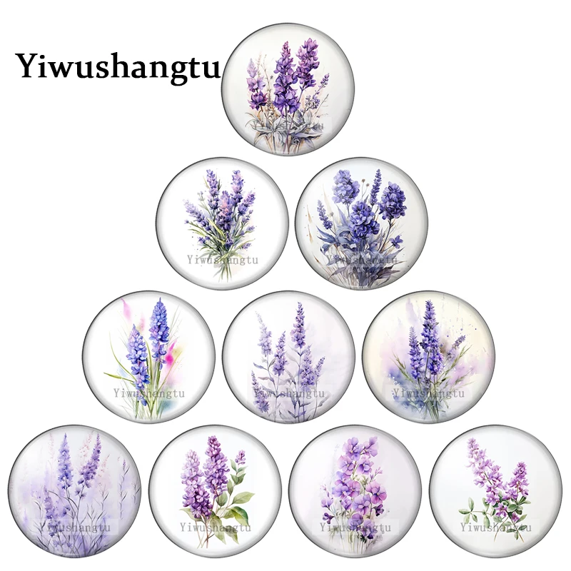 

Pure purple lavender flowers Art Paintings 8mm/12mm/20mm/25mm Round photo glass cabochon demo flat back Making findings