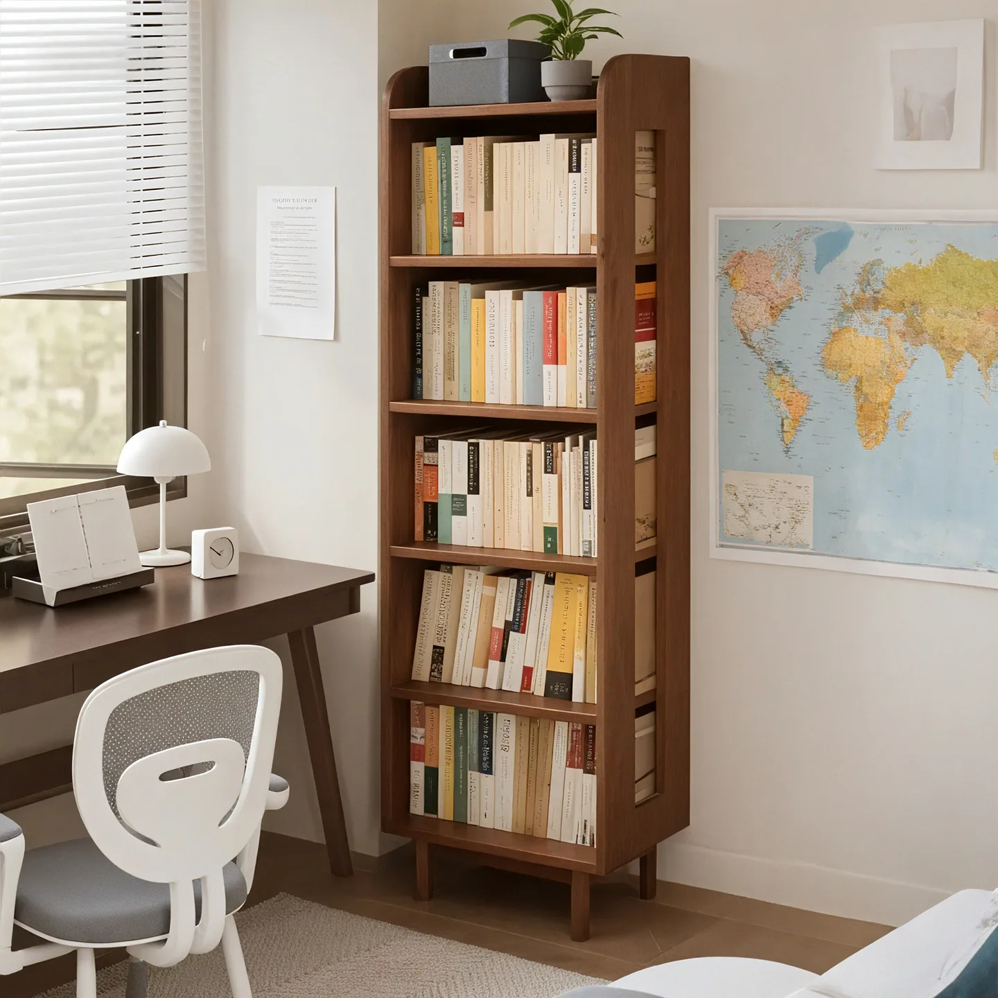 

Bookshelf Floor shelf Living room integrated against the wall Corner solid wood bookcase Student home