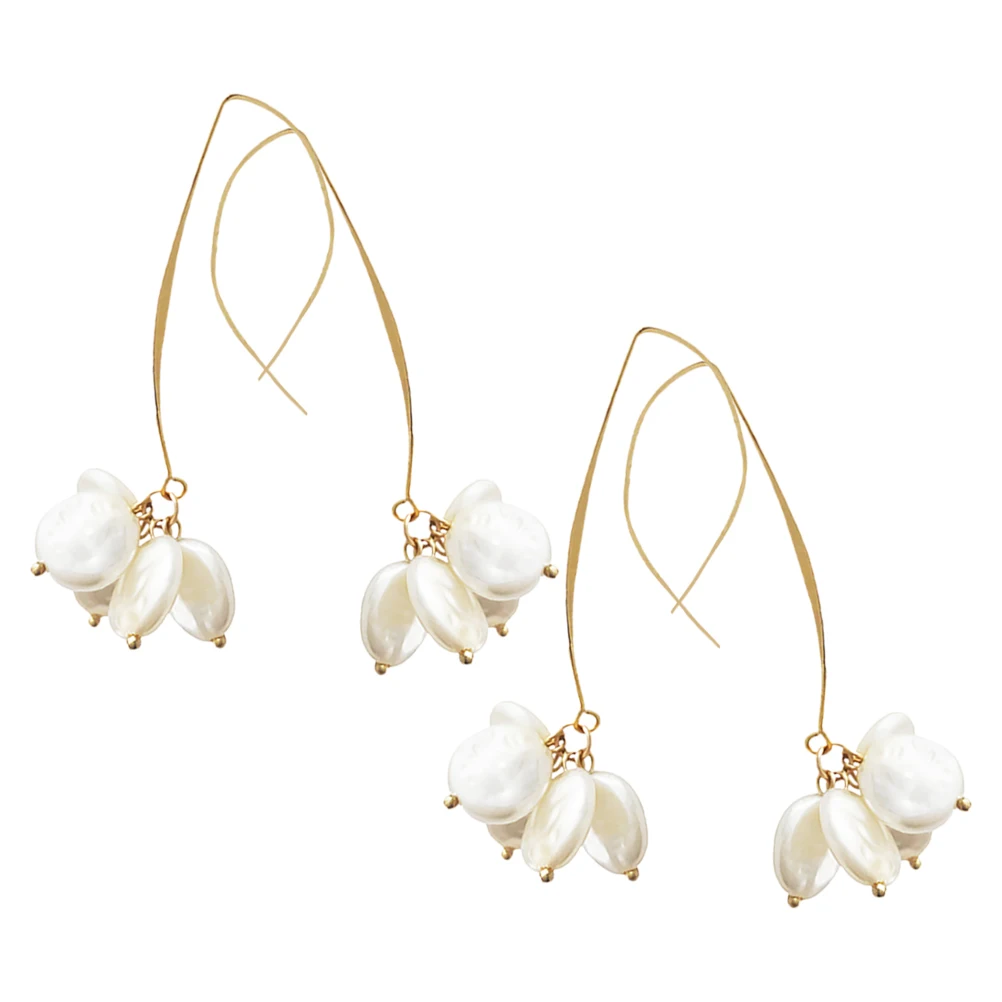 

2 Pairs Pearl Earrings Ear Hook Small Dangle Drop Bridal Wedding Women Trendy Korean Version Elegant Fashion Accessories