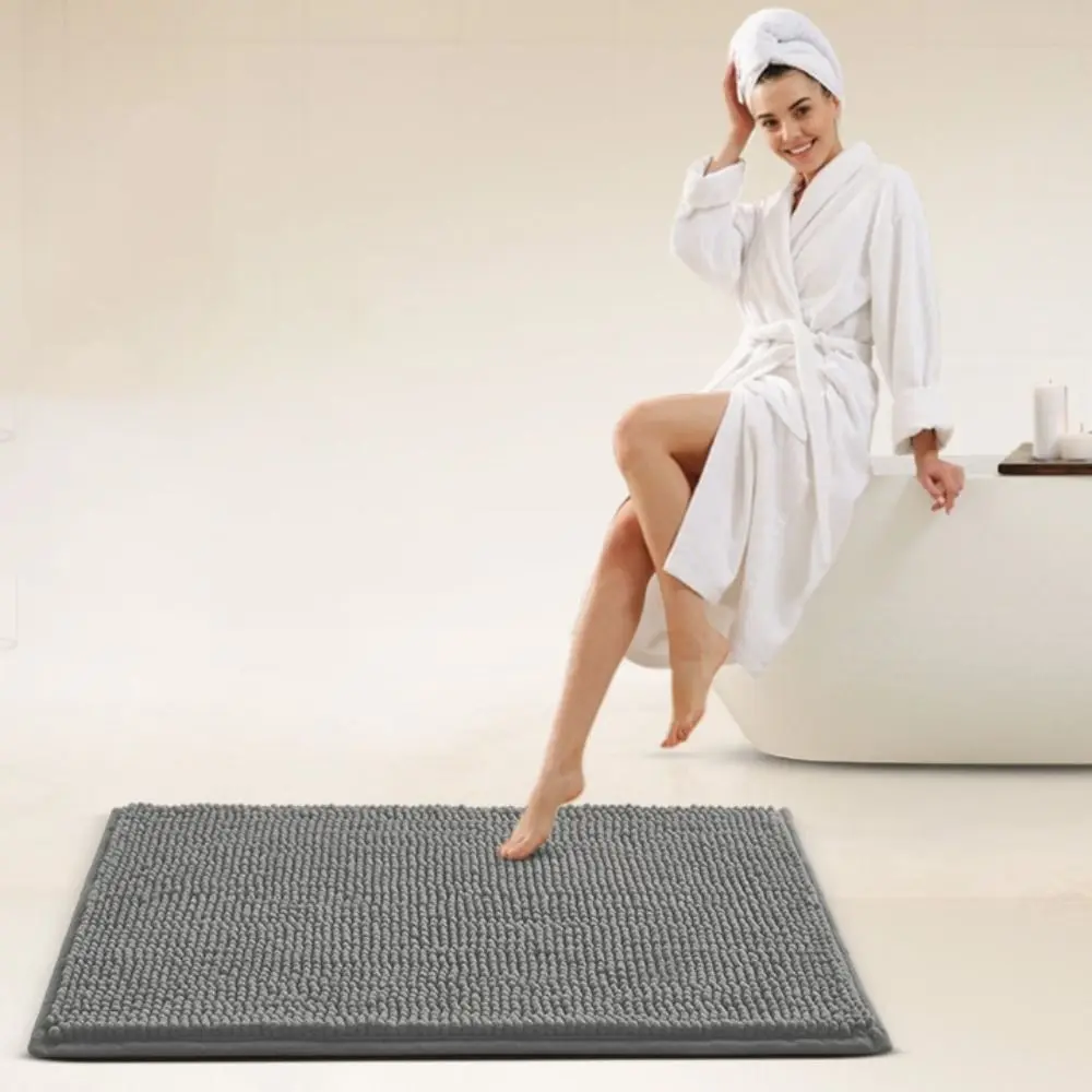 Household Absorbent Chenille Bathroom Mat Washable Non-slip Doormat Thickened Rectangular Living Room Carpets Home