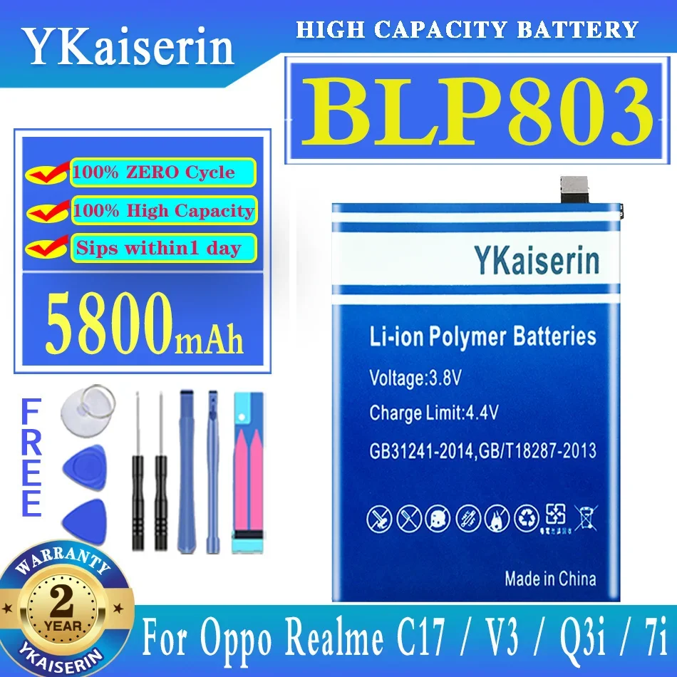 YKaiserin 5800mAh Replacement Battery BLP803 For Oppo Realme C17 V3 Q3i 7i