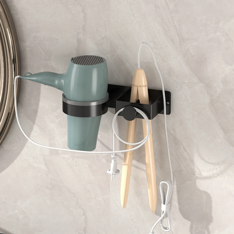 Wall Mounted Hair Dryer And Straightener Storage Rack No Drilling Needed Easy Install Organizer for Bathroom