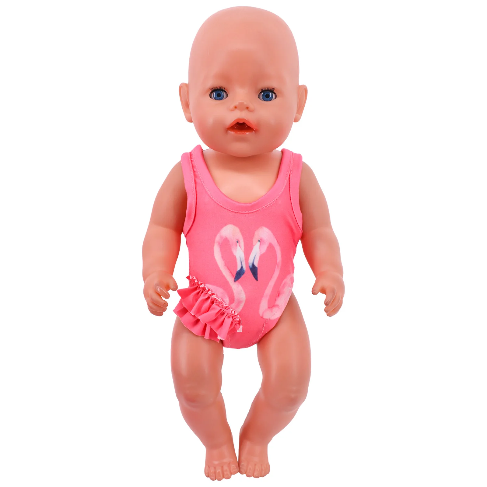 Flamingo Print Sling Swimsuit for 18 Inch American Girl Doll and 43cm Reborn Newborn Doll Clothes Accessories Our Generation