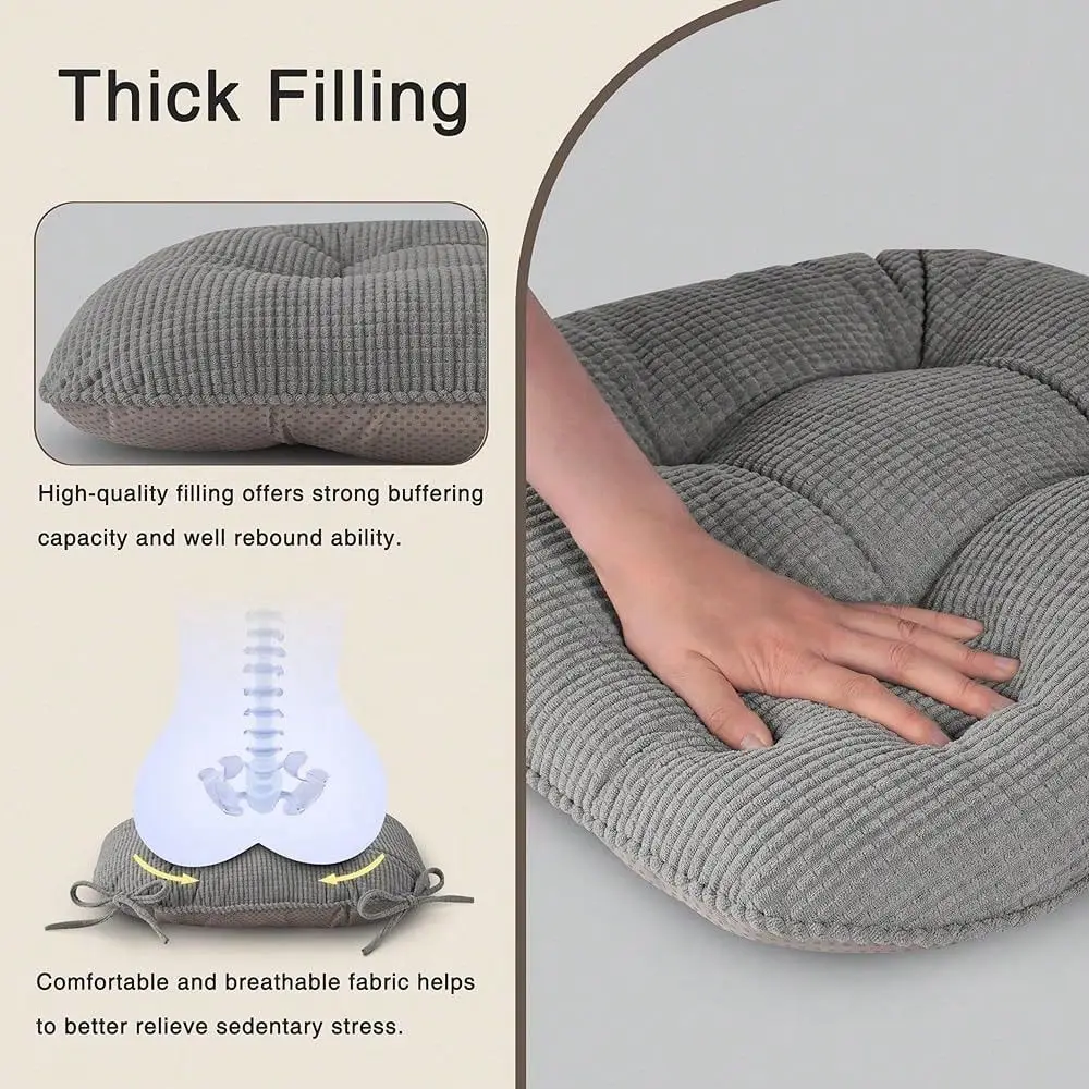 

Chair Cushions For Dining Chairs Set Of 1 NonSlip Kitchen Seat Cushions 18 X 18 X 4 Indoor Seat Pads With Ties Grey