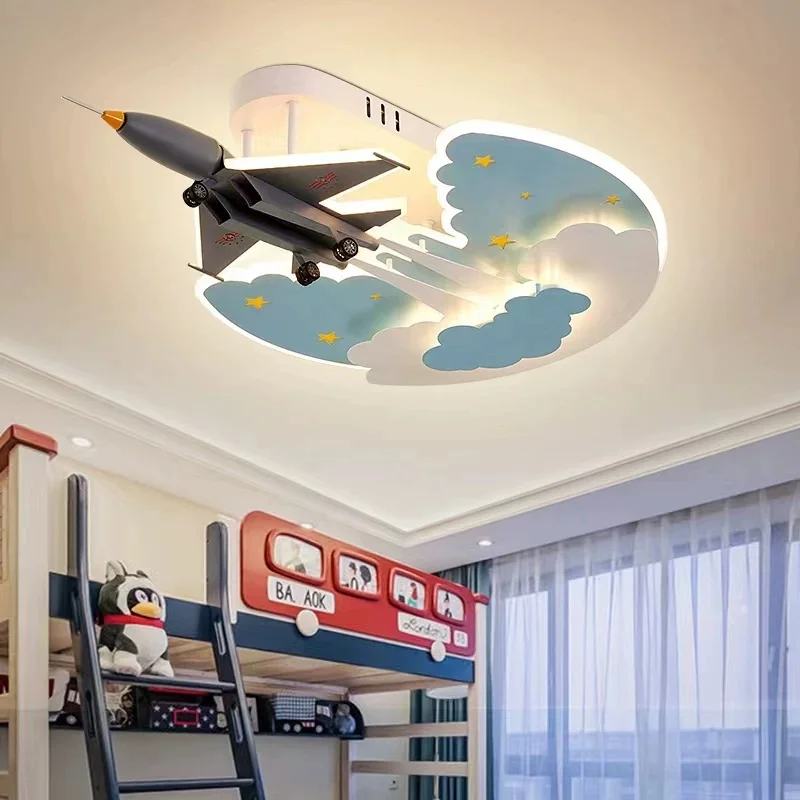 Children's room ceiling light airplane shaped intelligent voice Tmall elf cartoon light boys and girls bedroom room light