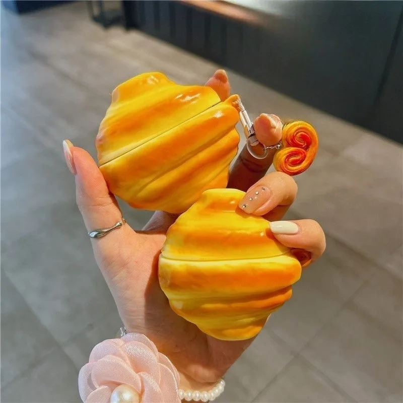 

3D Croissant Bread Suitable For Airpods 4 Protective Cover Cases Headphone Cover For Airpods 3 2 1 Pro 2 Wireless Bluetooth Case
