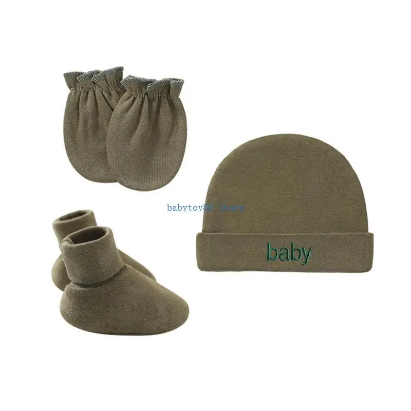 

Y4UD Baby Newborn Cotton Hat Gloves Foot Cover Set Newborn Single Layer for Baby Girls Boys Birth Keeping Warm Clothes